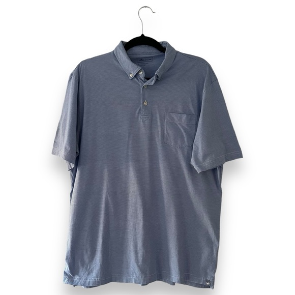 Peter Millar Other - Peter Millar Men’s Blue Striped Pima Cotton Polo Short Sleeve Shirt Size Large
